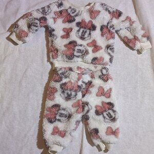 Disney Baby Minnie Mouse 2-Piece Set Girls 0-3 Months Pink Plush Outfit 💖